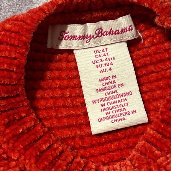 Tommy Bahama Toddler Girl’s Bright Red Soft Chenille Sweater Size 4T - Picture 3 of 8